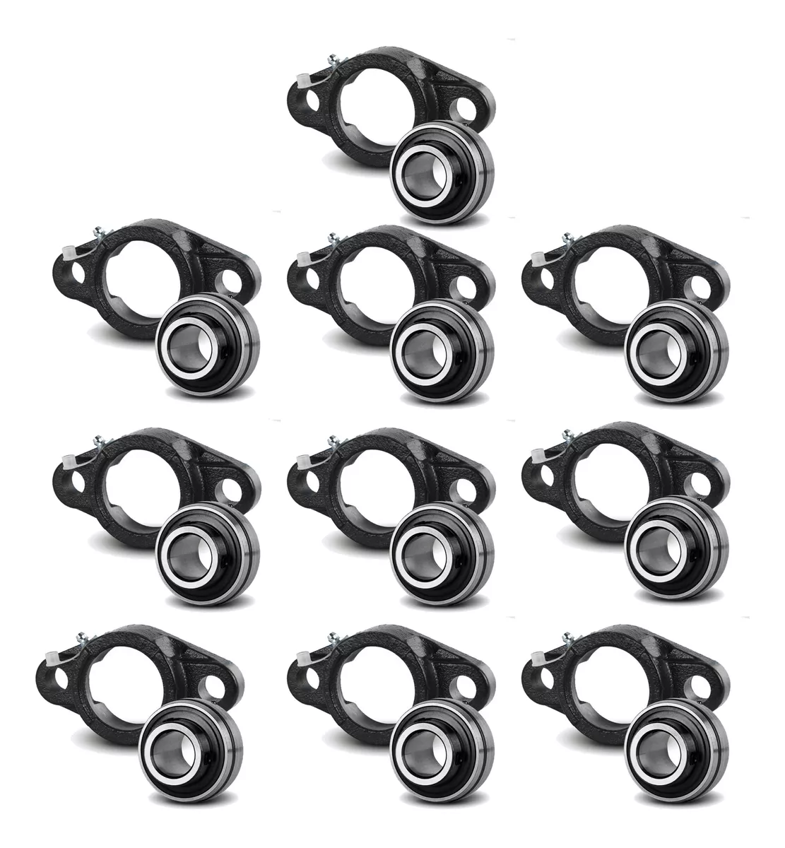 10 Mancal Oval 2 Furos Com Rolamento Ucfl205 Para Eixo 25mm