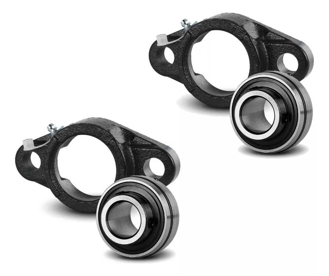 02 Mancal Oval 2 Furos Com Rolamento Ucfl205 Para Eixo 25mm