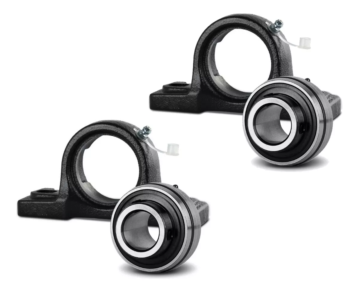 Kit 02 Peças - Mancal Preto C/ Rolamento Ucp 204 Eixo D 12mm