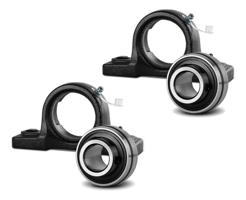Kit 02 - Mancal Preto Com Rolamento Ucp205-16 Eixo 25,4mm